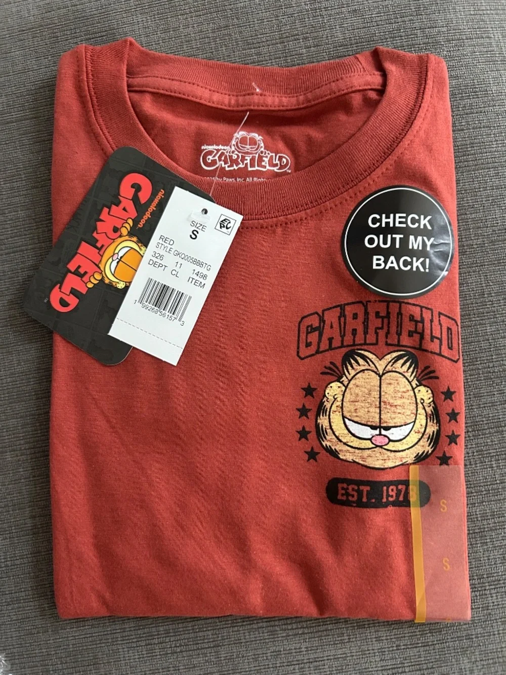 Garfield Basketball Short Sleeve Front and Back Graphic T-Shirt Red Boys S NWT